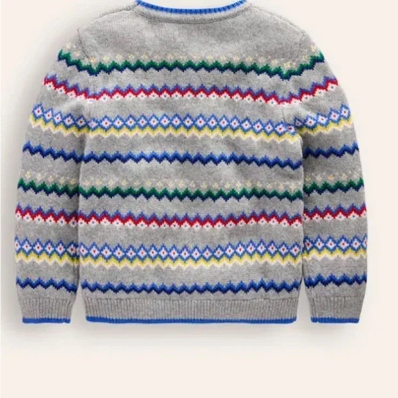 Boden Boys Fair Isle Sweater Grey Marl Size 7-8 yr New W Tags - Picture 3 of 6